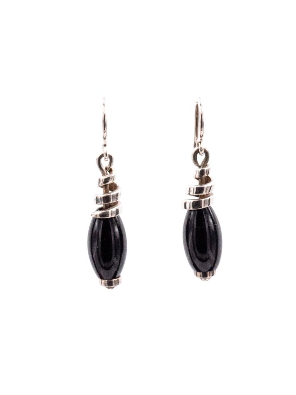 Sterling Silver 1.5 Inch Black Onyx Dangle Earrings